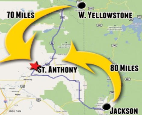 atv rentals st anthony sand dunes close to yellowstone map